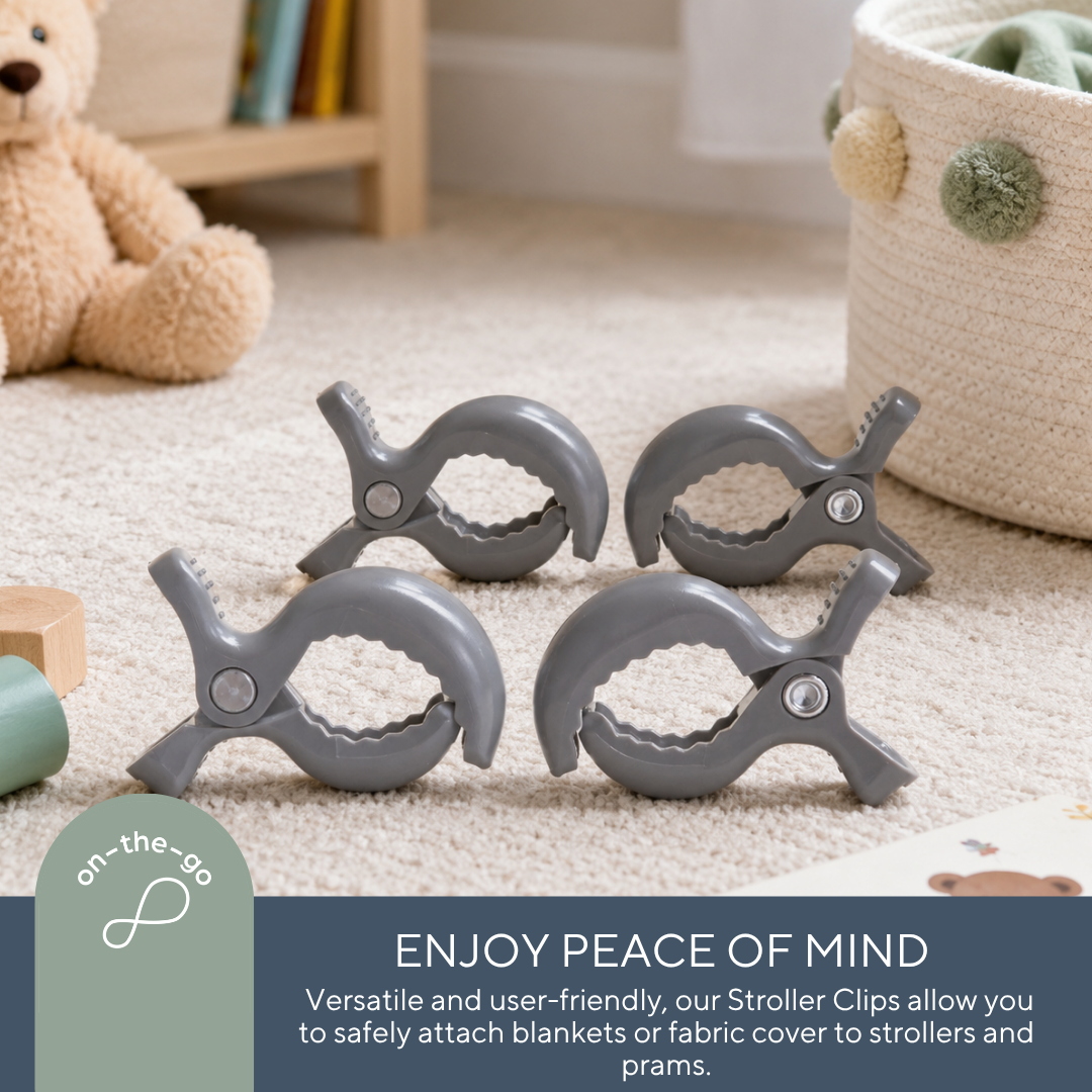 Stroller Clips - 4 Pack Grey