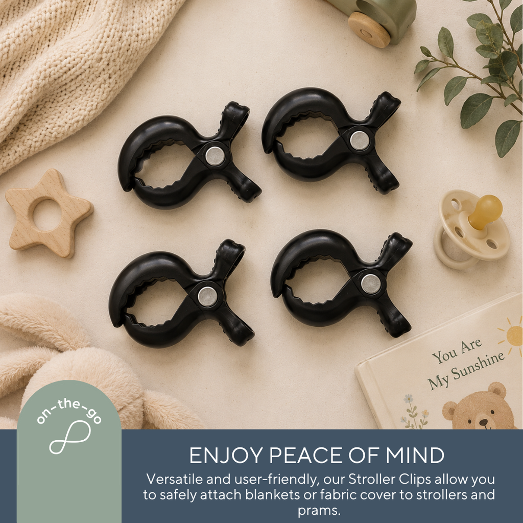 Stroller Clips - 4 Pack Black
