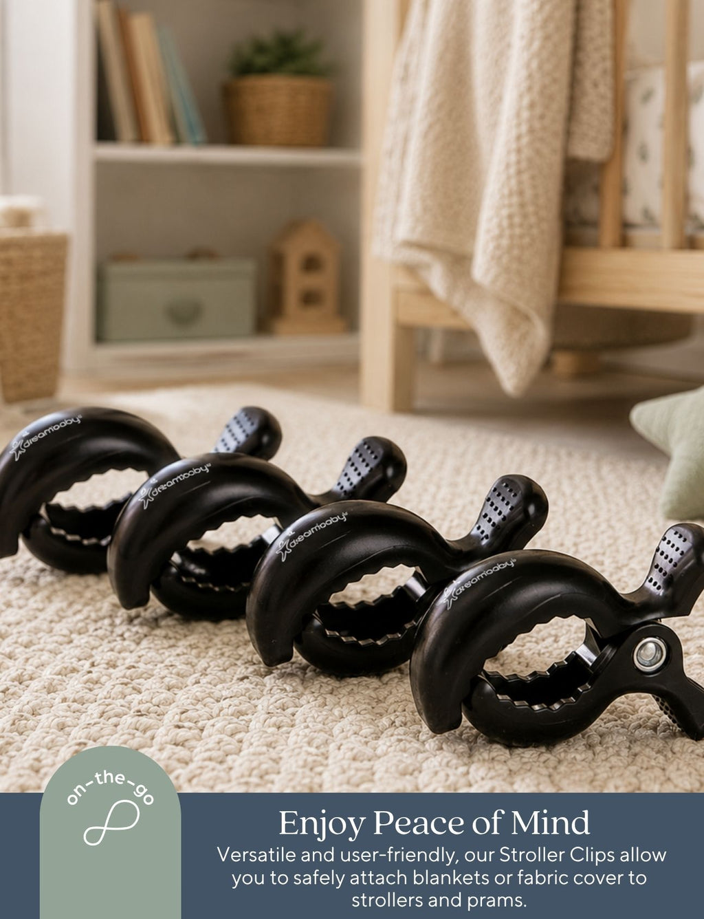 Stroller Clips - 4 Pack Black