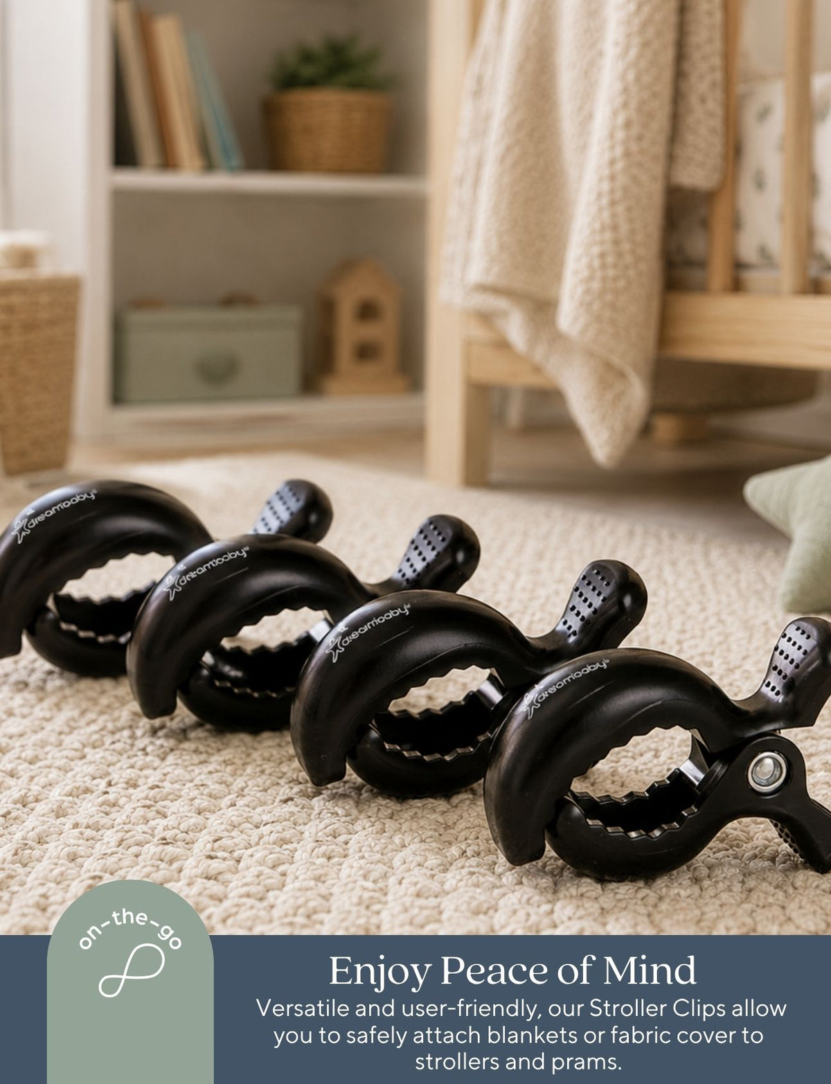 Stroller Clips - 4 Pack Black