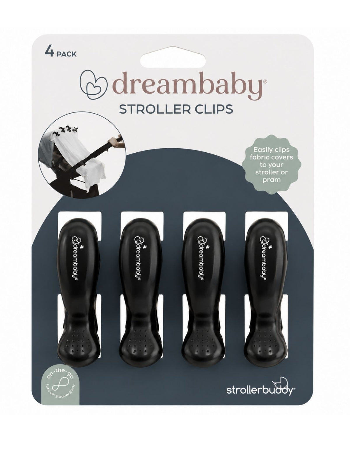 Stroller Clips - 4 Pack Black