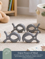 Stroller Clips - 4 Pack Grey