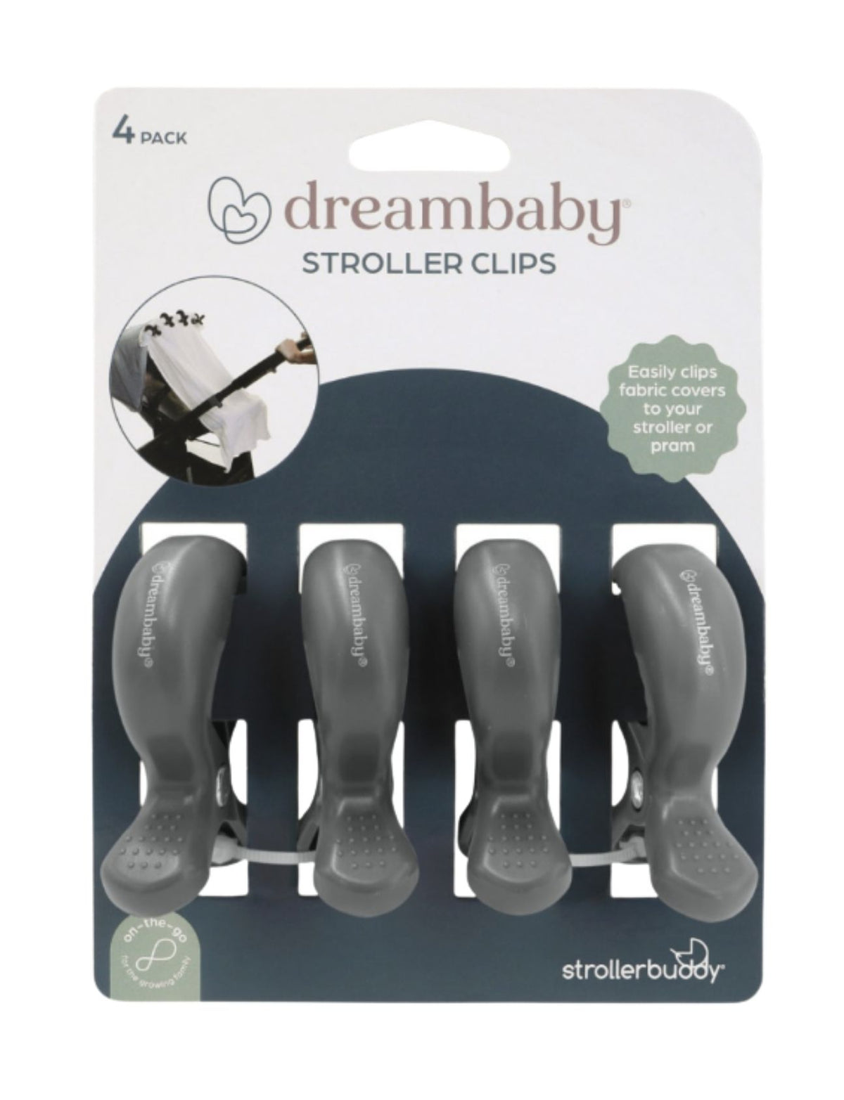 Stroller Clips - 4 Pack Grey