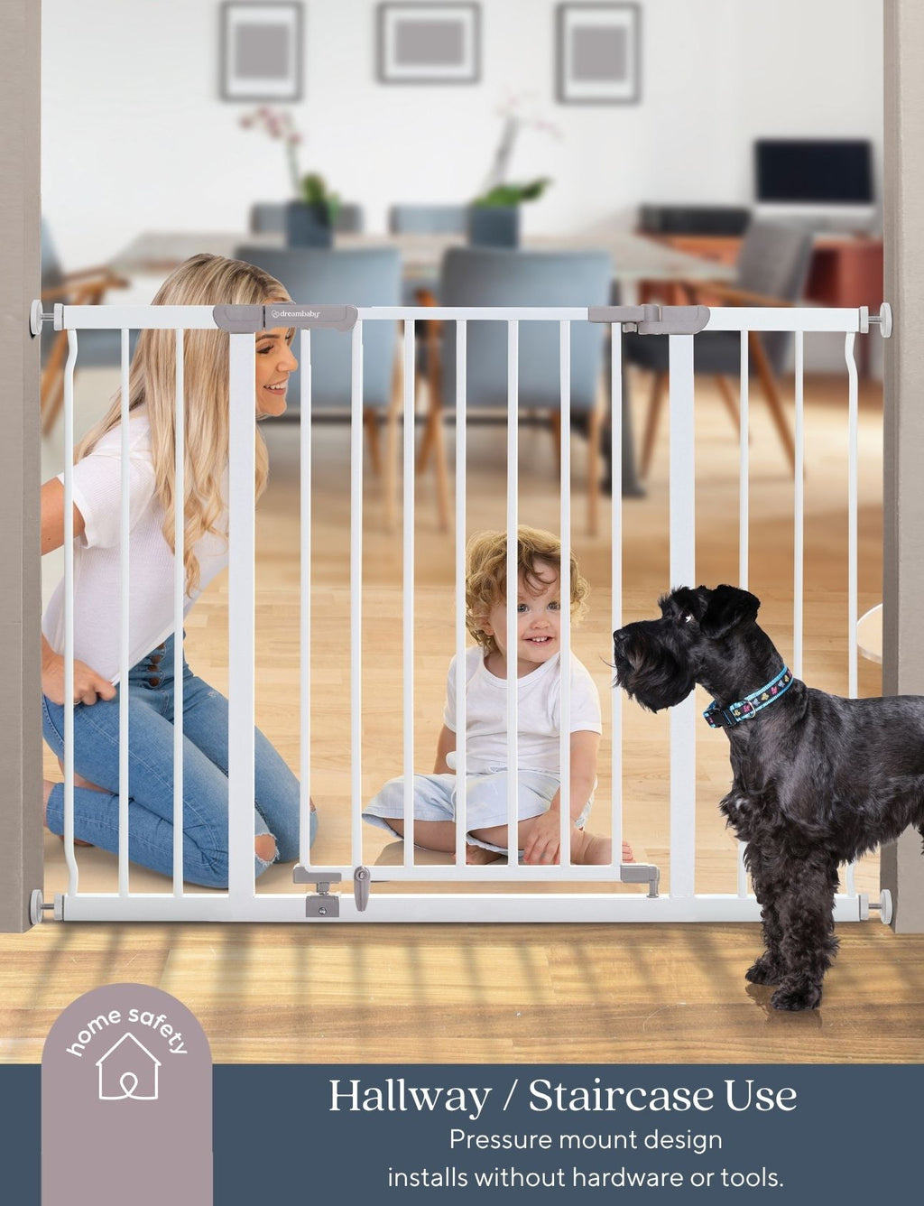 Ava Extra-Wide Hallway Gate - White (100cm - 105.5cm)