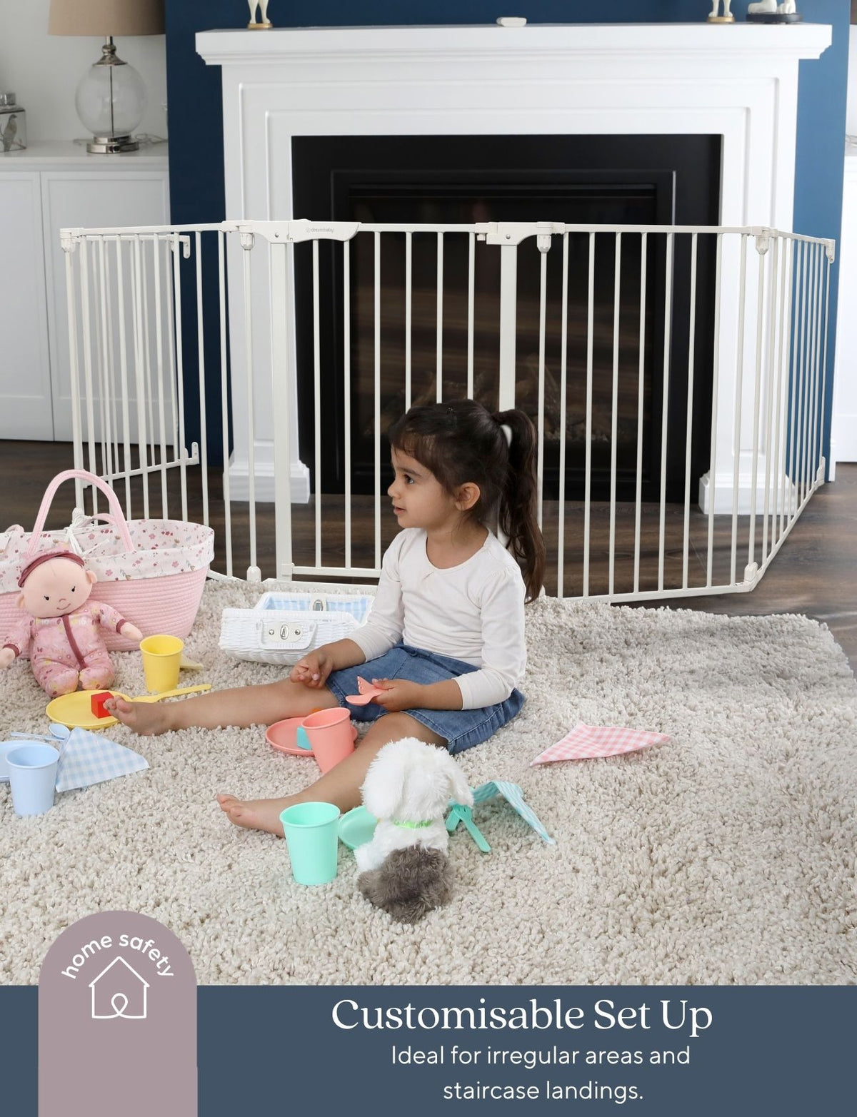 Discovery 6 panel Playpen - White with fitted base sheet