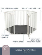 Discovery 6 panel Playpen - White with fitted base sheet