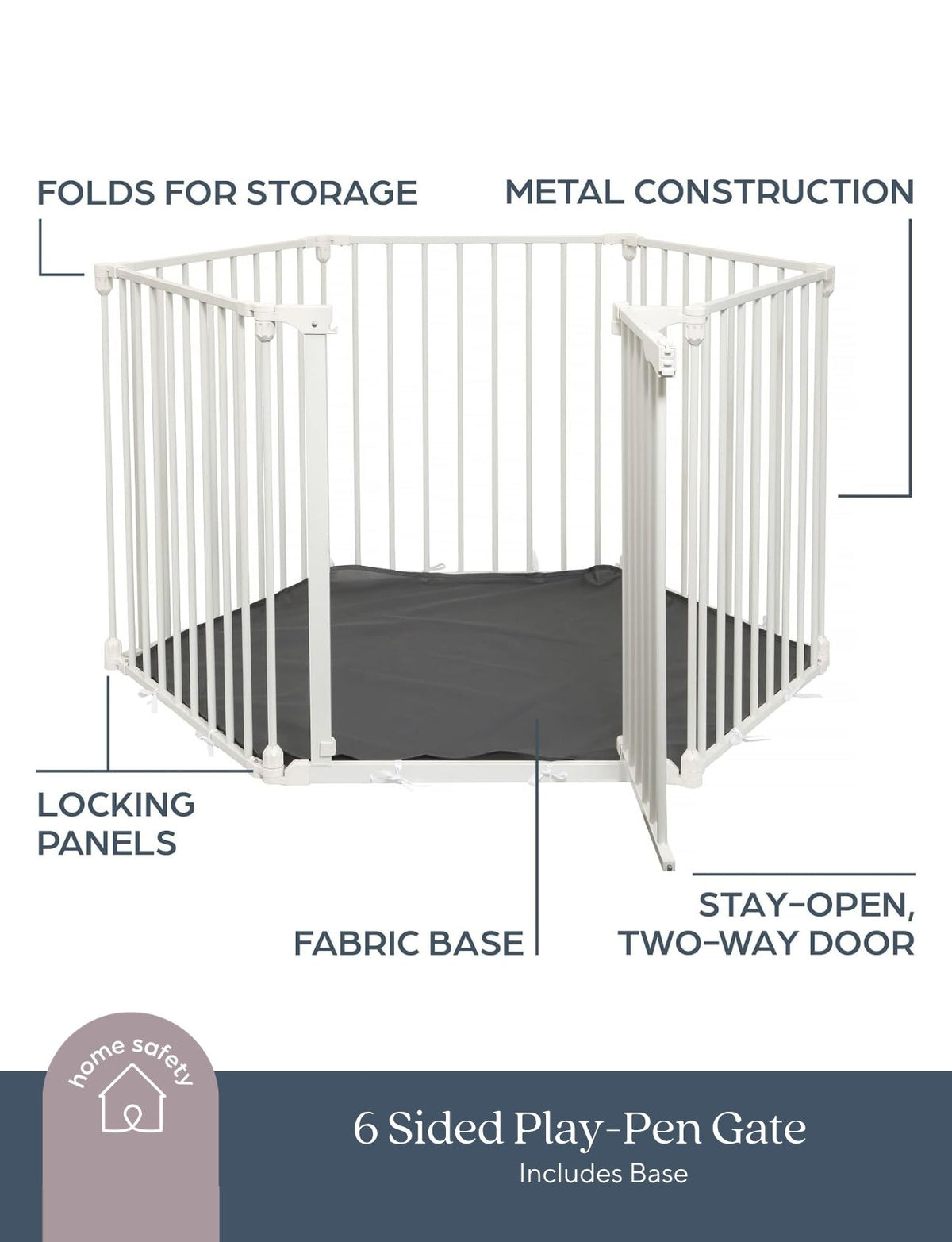Discovery 6 panel Playpen - White with fitted base sheet