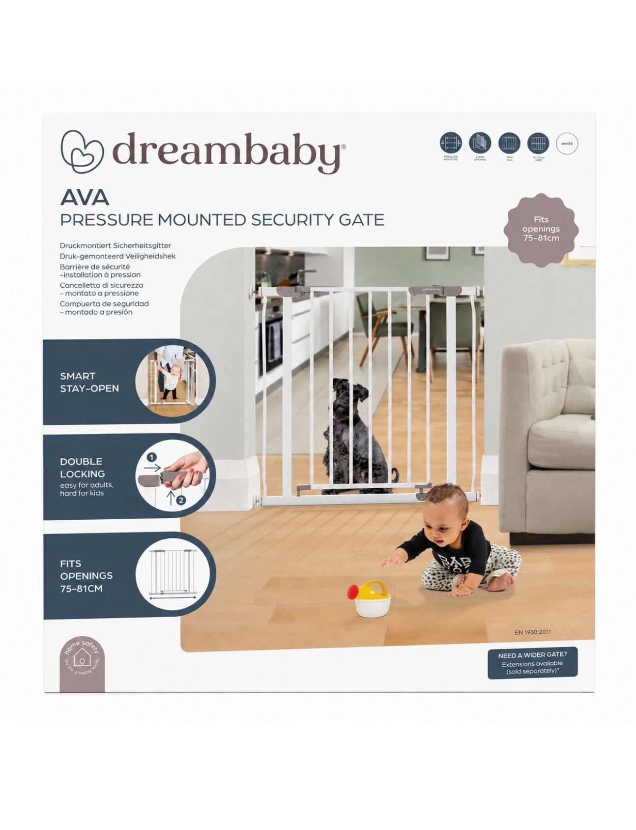 Ava Doorway Gate - White (75cm to 81cm)