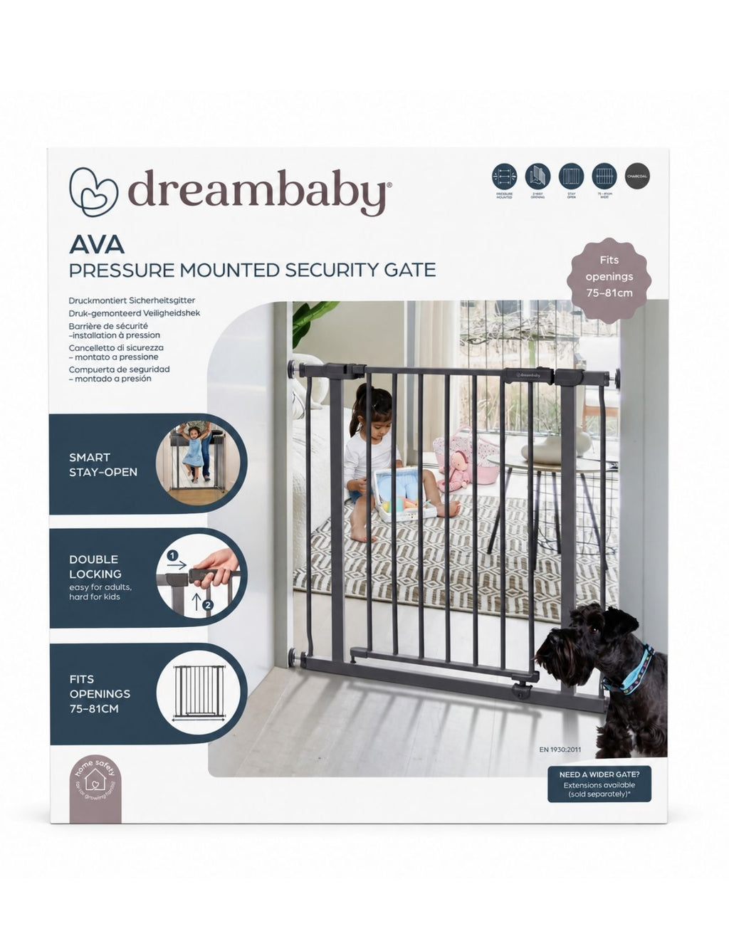 Ava Doorway Gate - Grey (75cm to 81cm)