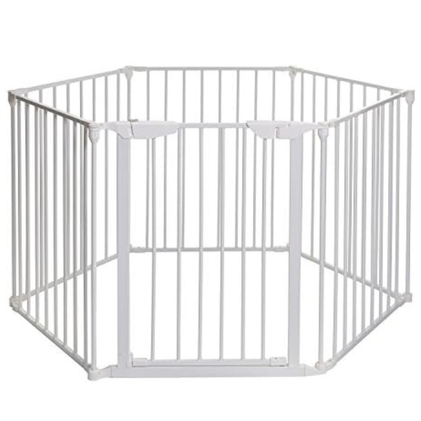 Discovery 6 panel Playpen - White with fitted base sheet