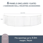 Discovery 6 panel Playpen - White with fitted base sheet